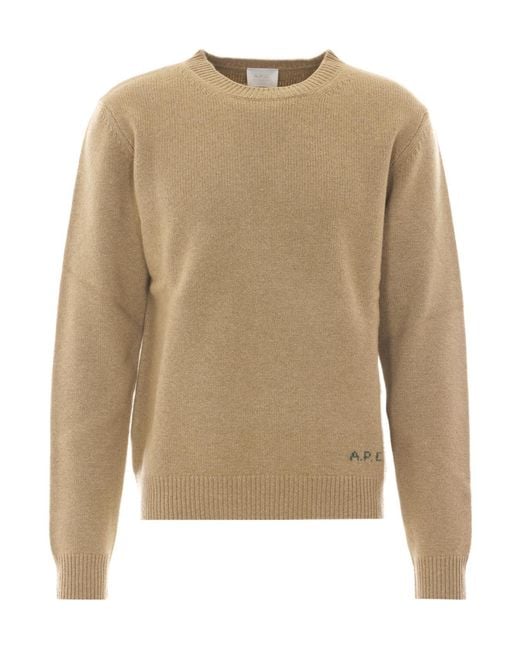 A.P.C. Natural Logo Crewneck Knitted Sweater for men