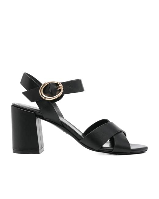 Stuart Weitzman Black Round Toe High Heel Sandals