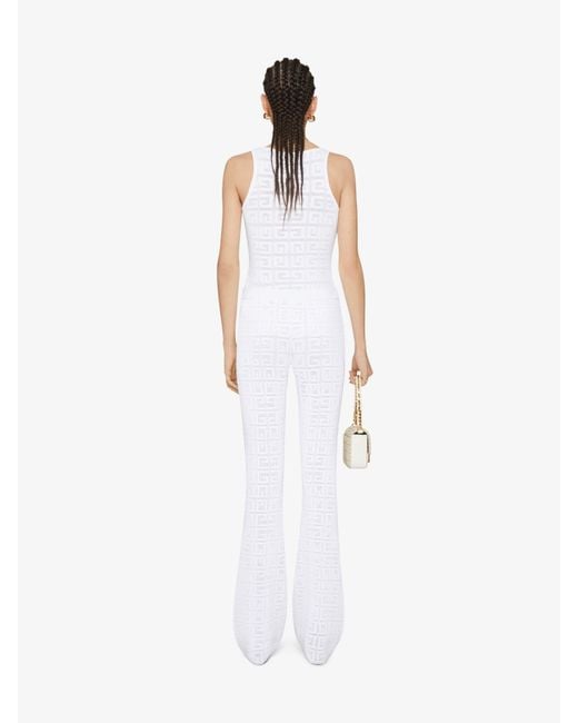 Givenchy White Monogrammed Elastic Waistband Trousers