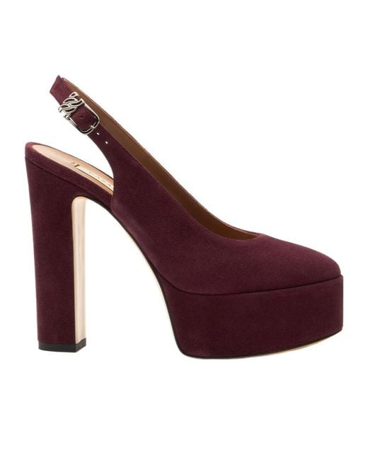 Casadei Purple Patty Platform Slingback Heeled Sandals