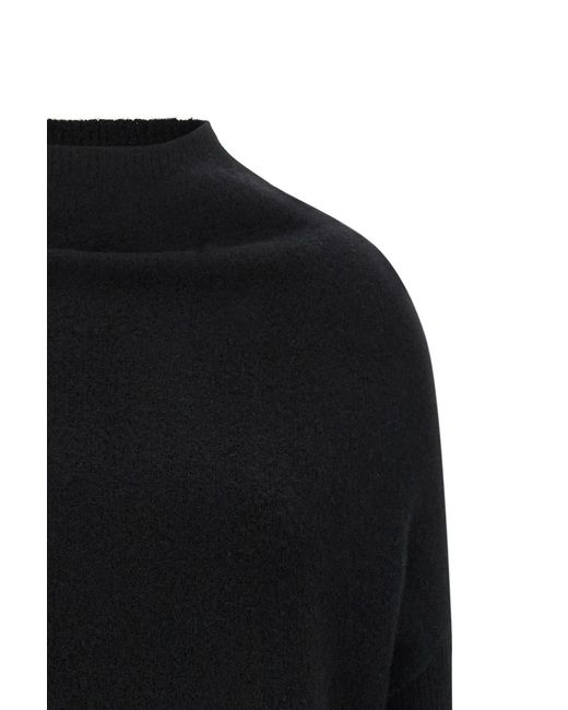 Rick Owens Black Tower Ls Crater High-Neck Sweater