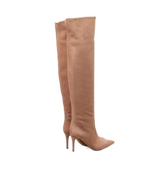 Gianvito Rossi Brown Solid Color Leather Knee-High Boots