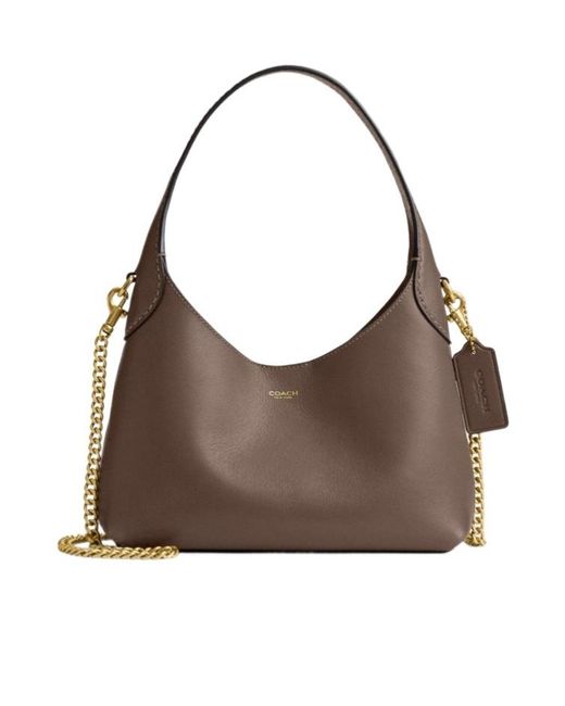COACH Brown Brooklyn 23 Logo Printed Shoulder Bag