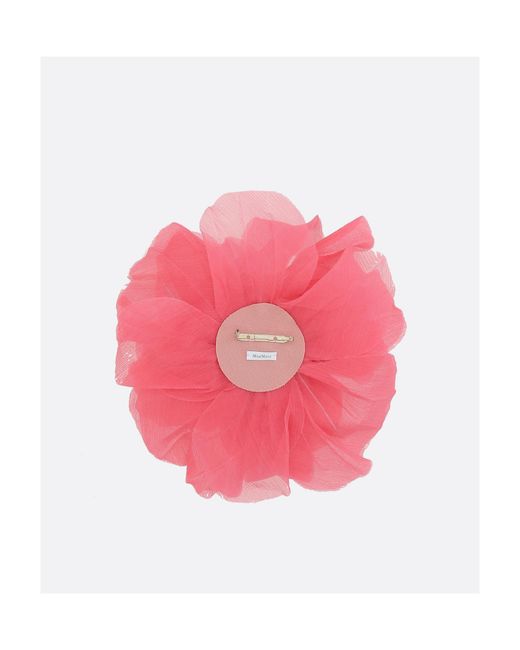 Max Mara Pink Floral Patterned Logo Patch Brooch