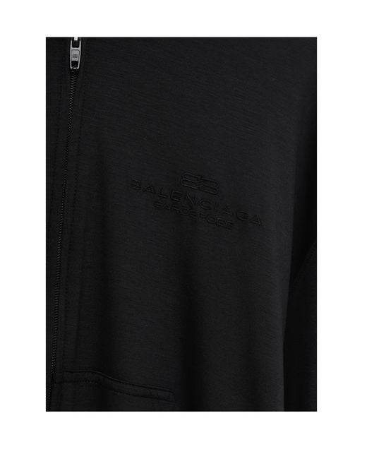 Balenciaga Black Logo-Embroidered Hoodie for men
