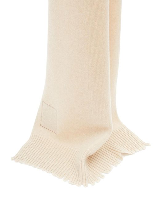 Uma Wang Natural Patch Fringed Scarf