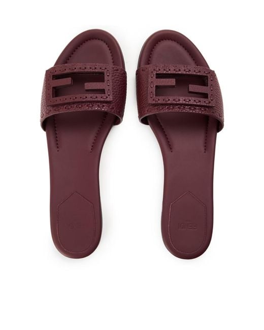 Fendi Brown Logo Flat Sandals