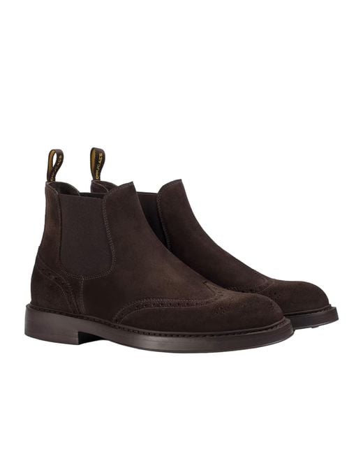 Doucal's Brown Round Toe Ankle Boots for men