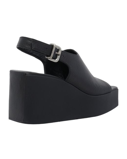 Vic Matié Black Square-Toe Leather Sandals