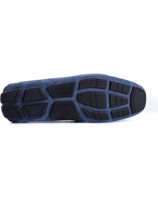 Ferragamo Blue Metal Buckle Business Casual Shoes for men