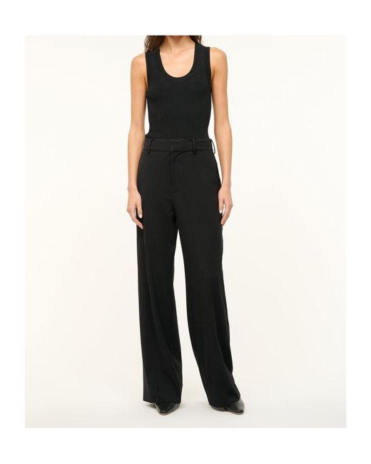 Staud Black Belt-Loop Casual Pants