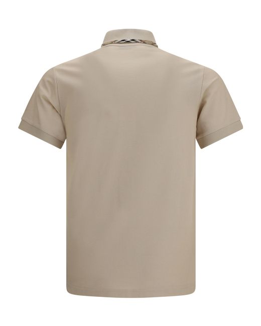 Burberry Gray Checked-Trim Short Sleeved Polo Shirt for men