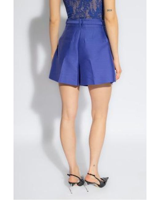 Zimmermann Blue Belted High-Waisted Shorts