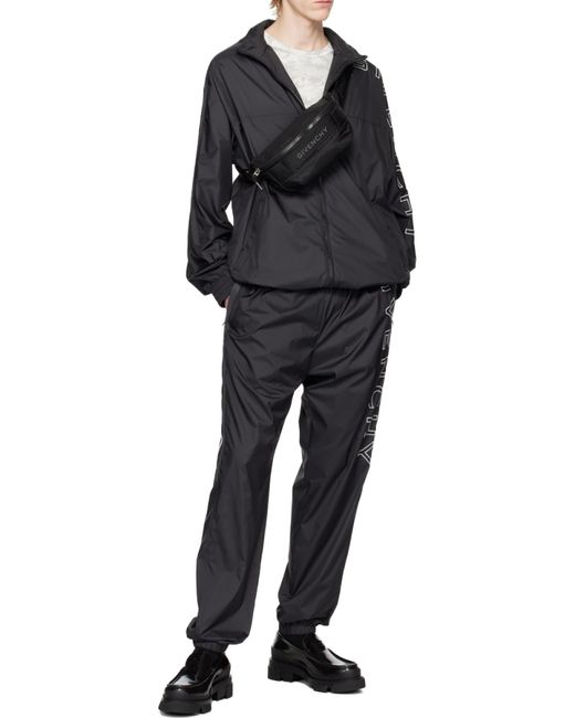 Givenchy Blue Logo Embroidered Hooded Jacket for men