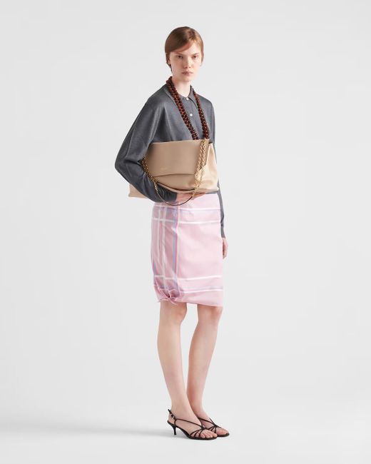 Prada Pink Checked Straight Hem Mini Skirt