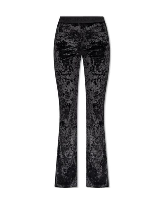 Versace Jeans Black Couture Flared Velour Trousers
