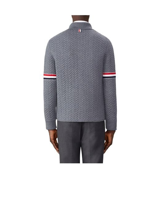 Thom Browne Gray Herringbone-Quited Work Jacket for men