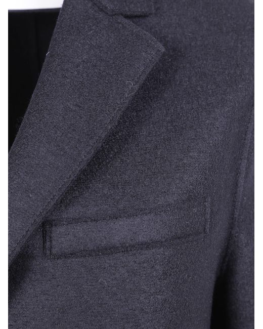 Harris Wharf London Blue Button-Fastening Wool Coat