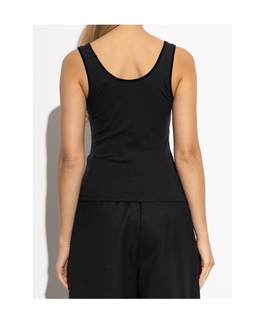 FRAME Black The Velvet Trim Tank Top