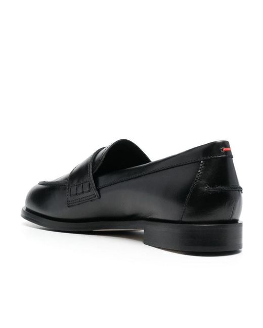 Aeyde Black Oscar Penny-Slot Leather Loafers