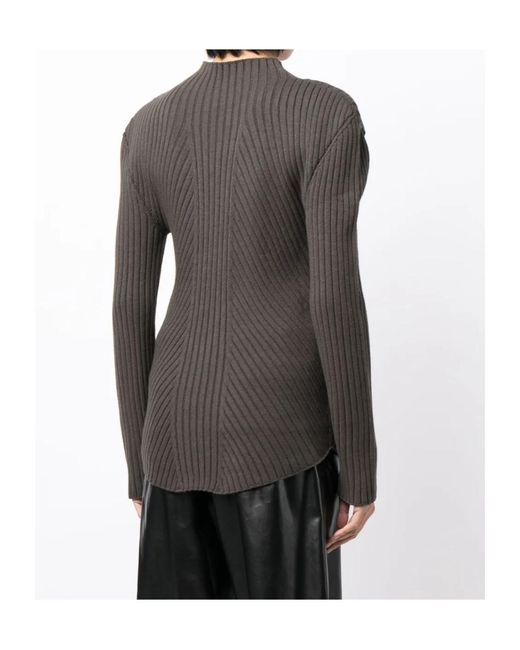 Low Classic Gray Cut-Out Detailing Ribbed-Knit Jumper