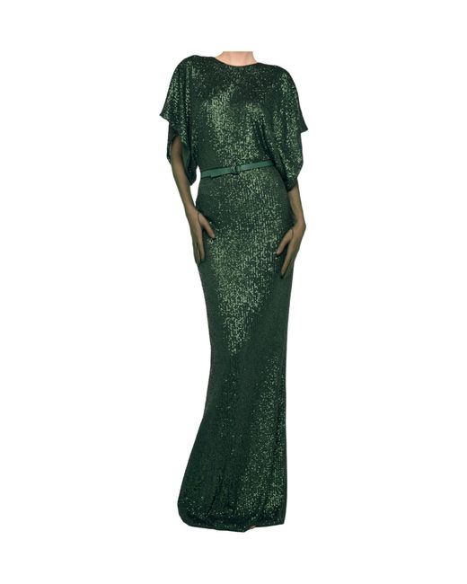 Norma Kamali Green Reverse Obie Sequin Maxi Dress