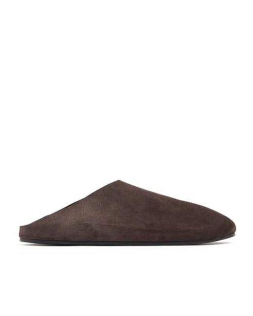 The Row Brown Hudson Leather Slides for men