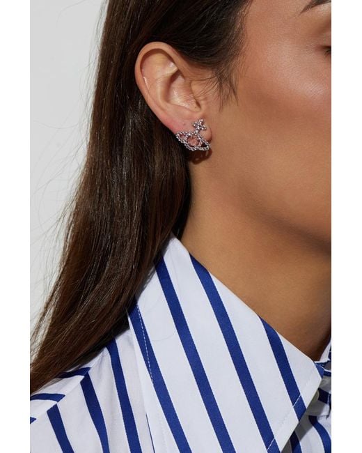 Vivienne Westwood White Saturn Earrings