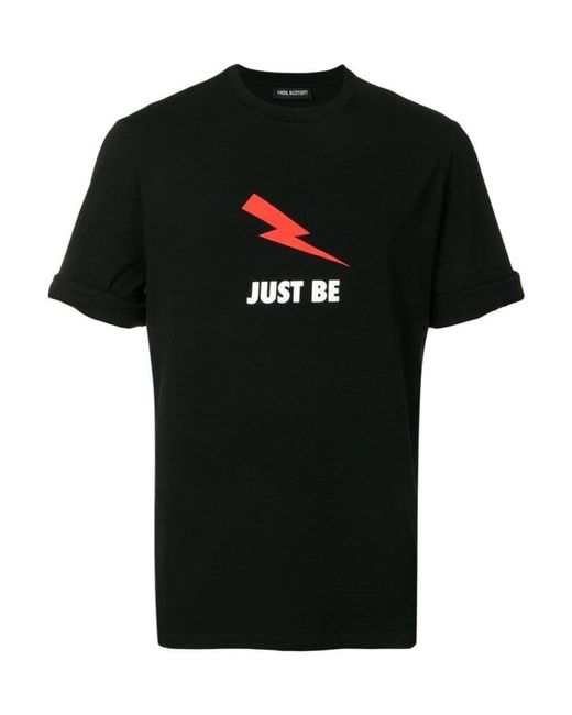 Neil Barrett Black Printed T-Shirt With Round Neck for men