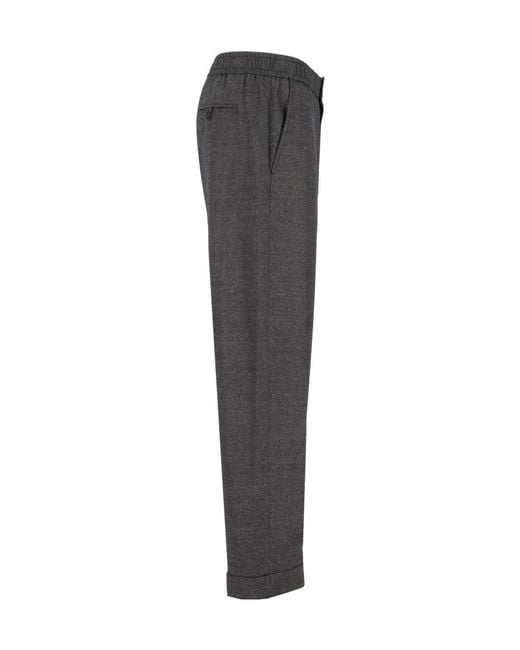 Giorgio Armani Gray Elastic-Waist Wide-Leg Pants for men