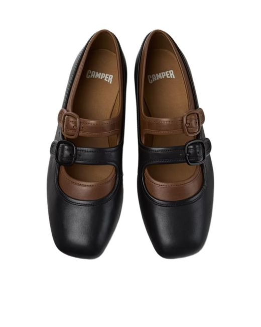 Camper Black Leather Ballerinas For