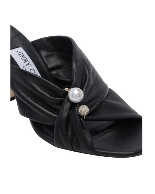 Jimmy Choo Black Rafi 85 Pearl Embellished Heeled Sandals