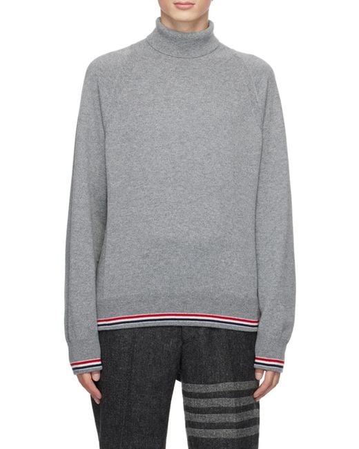 Thom Browne Gray Cashmere Turtle-Neck Sweater for men
