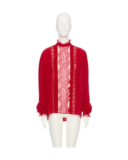 Valentino Red Crepe De Chine Top