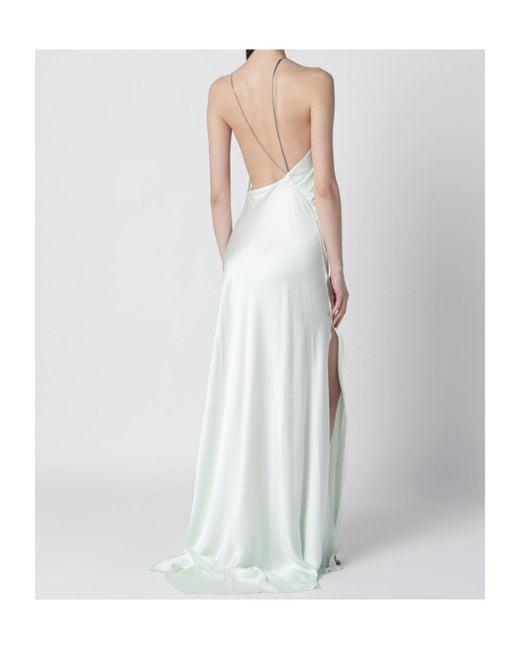 Victoria Beckham White Aloe-Coloured Long Dress With Chain Detail