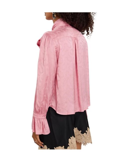 Rixo Pink Satin Floral Shirt