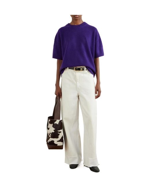 Staud Purple Solid Color Cashmere Sweater
