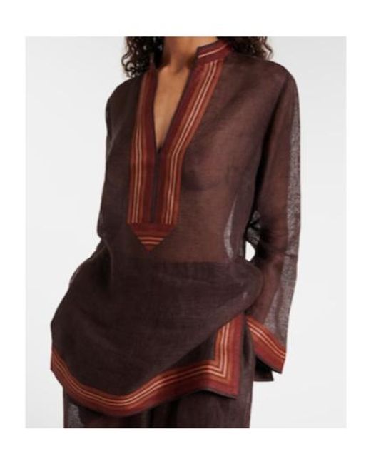 Tory Burch Purple Sheer Linen Kaftan