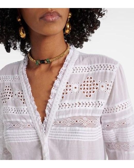 Isabel Marant White Lace-Trimmed Cotton Maxi Dress