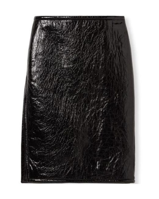 Gucci Black Shiny Leather Skirt