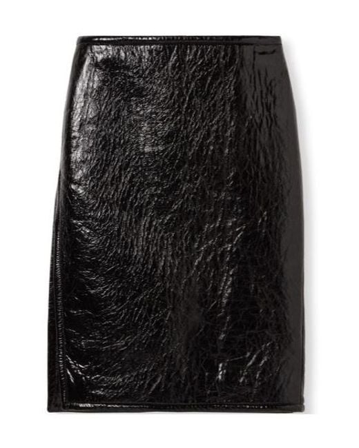 Gucci Black Shiny Leather And Neoprene Skirt