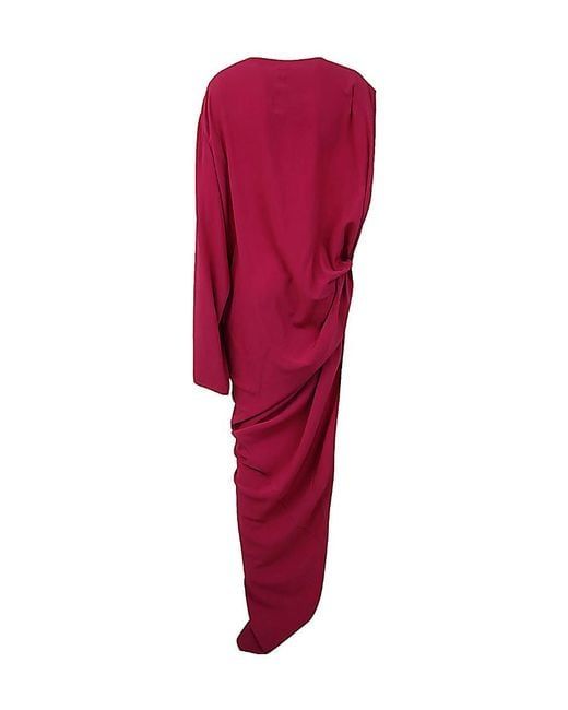 Rick Owens Red Asymmetric Crewneck Maxi Dress