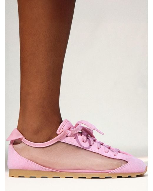 Jacquemus Pink The Tennis Mesh-Panelled Lace-Up Sneakers