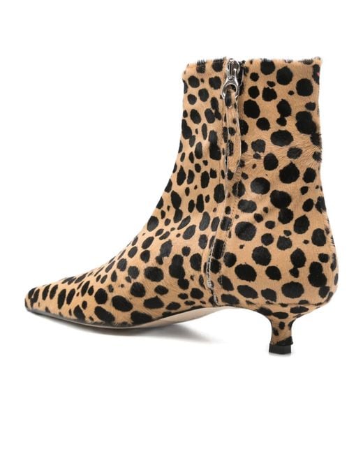 Aeyde Brown Sofie Leo Printed Pointed Toe Ankle Boots