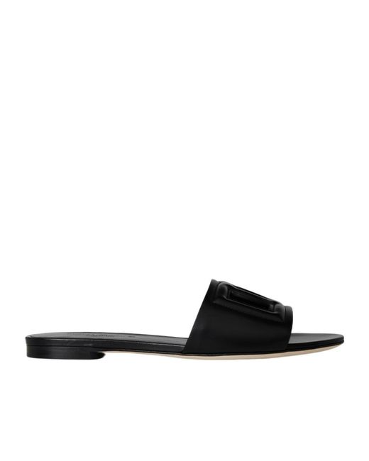 Dolce & Gabbana Black Cut-Out Logo Slides