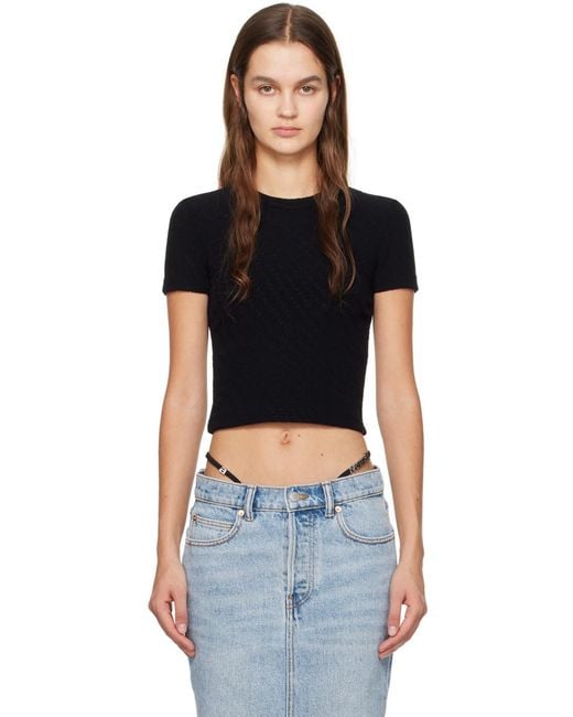 T By Alexander Wang Black Alexander Wang Logo Jacquard Crewneck Knit Top