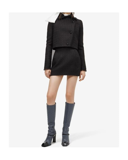McQueen Black Light Tweed Mini Skirt