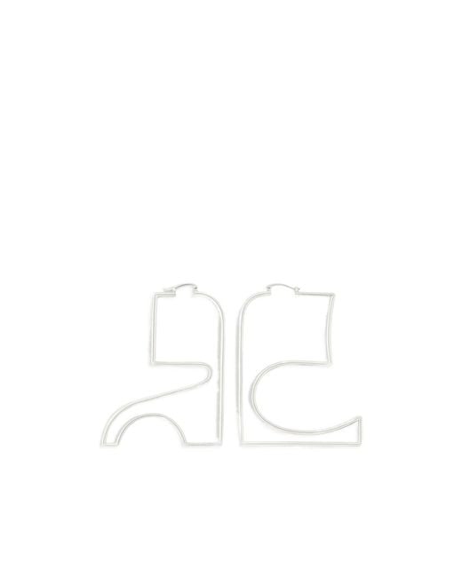 Courreges White Courrèges Logo Outline Earrings