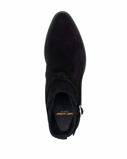 Saint Laurent Black Buckled Strap Ankle Boots