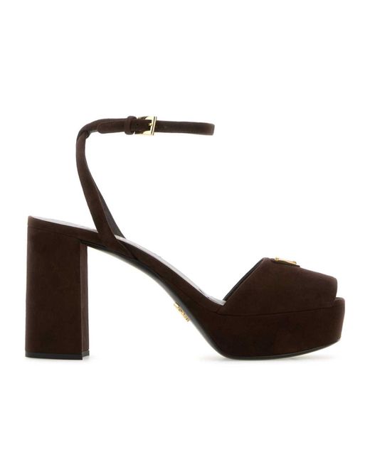 Prada Brown 110Mm Platform Ankle-Strap Sandals